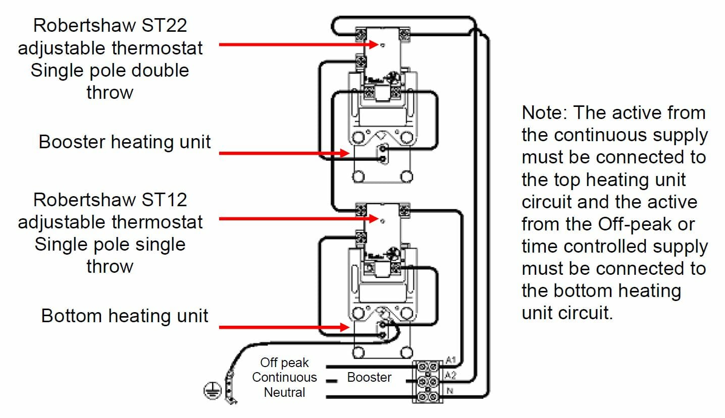 Double Element Water Heater Thermostat Wiring Diagram from 1stchoicehotwater.com.au
