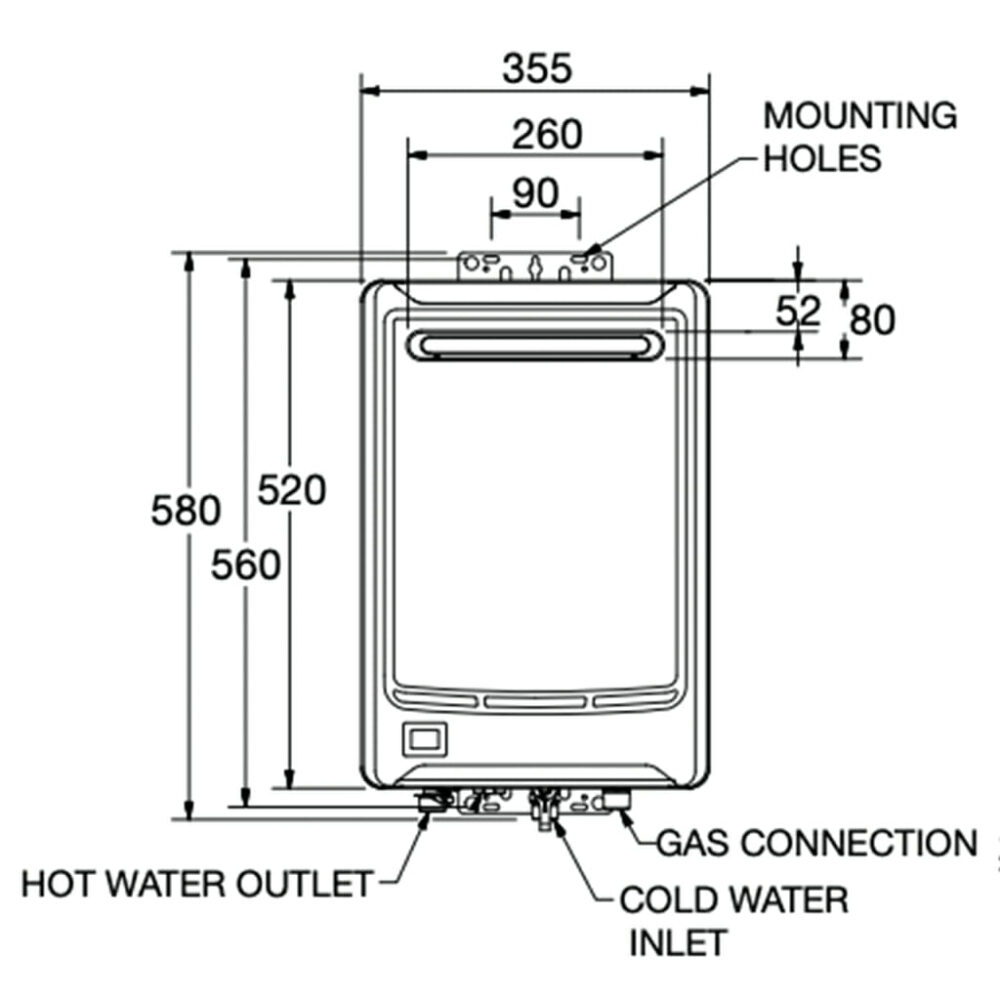 1st Choice Hot Water 876T16 874T16 Dimensions