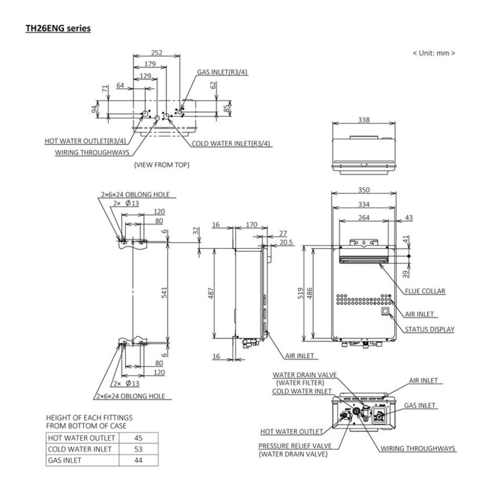 Thermann R Series Continuous Flow Gas 26 Litre Dimensions