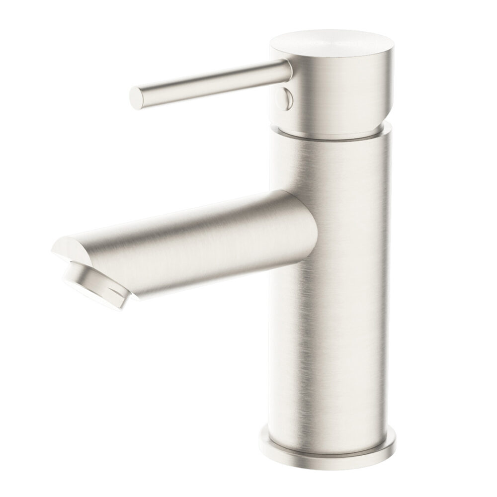 NERO Dolce Basin Mixer Straight Spout NR250802BN Brushed Nickel Angle