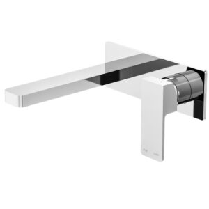 The NERO Celia Wall Basin/Bath Mixer NR301507ACH Chrome Angle is stylish and practical, perfect for modern bathroom spaces.